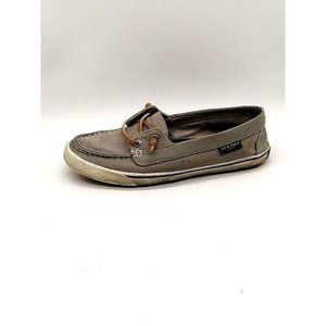 Sperry Top Sider Womens Boat Shoe Gray Canvas Rawhide Laces Slip‎ On Flat Heel 8